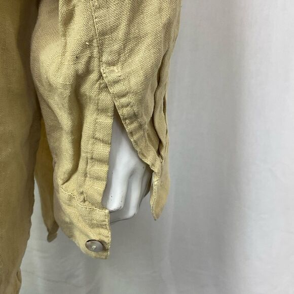 NU Construction 100% Linen Boho Lagenlook Ling Sleeves Button Up Shirt Size 1X - Picture 9 of 12